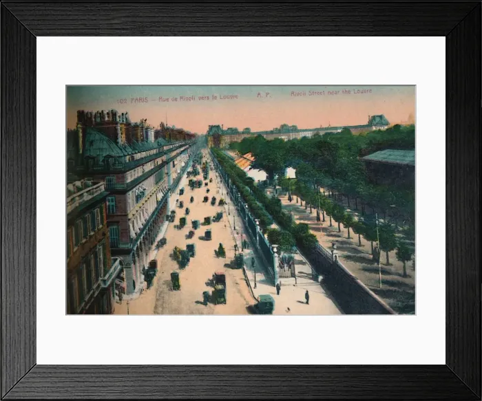 Framed Print : The Rue de Rivoli looking towards the Louvre, Paris, c1920 Framed Print : The Rue de Rivoli looking towards the Louvre, Paris, c1920