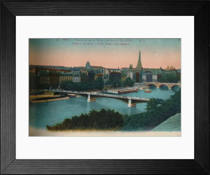 Framed Print : Panorama of the River Seine with the Eiffel Tower in the distance, Paris, c1920 Framed Print : Panorama of the River Seine with the Eiffel Tower in the distance, Paris, c1920