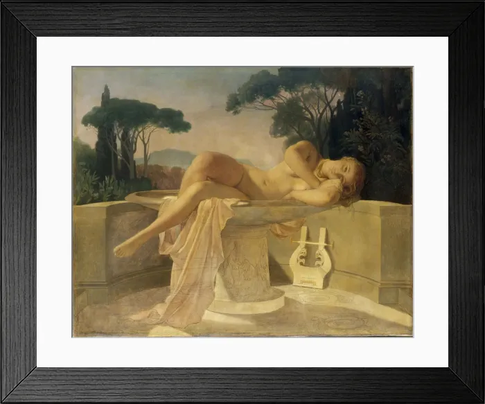 Framed Print : Young girl at a Pompeian fountain, ca 1844 Framed Print : Young girl at a Pompeian fountain, ca 1844