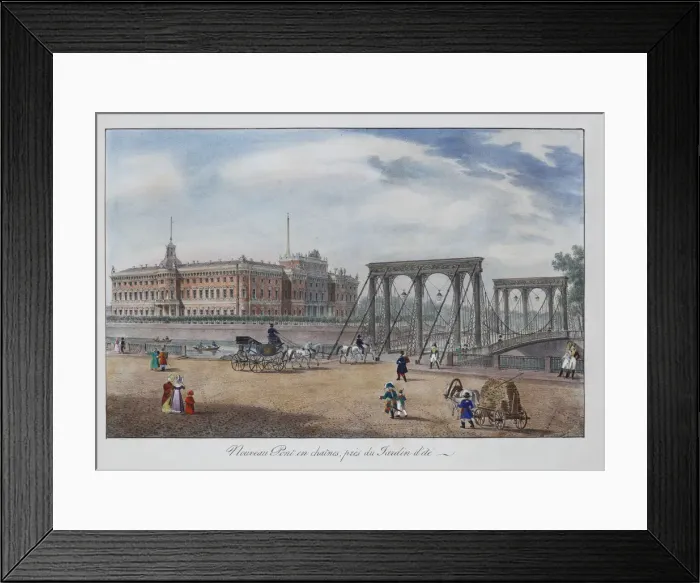 Framed Print : View of the Chain Panteleimonovsky Bridge near the Summer Garden in Saint Petersburg, 1825 Framed Print : View of the Chain Panteleimonovsky Bridge near the Summer Garden in Saint Petersburg, 1825
