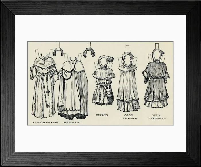 Framed Print : The Great Gallery of British Costume: Varied Dresses Worn in Norman Times, c1934 Framed Print : The Great Gallery of British Costume: Varied Dresses Worn in Norman Times, c1934