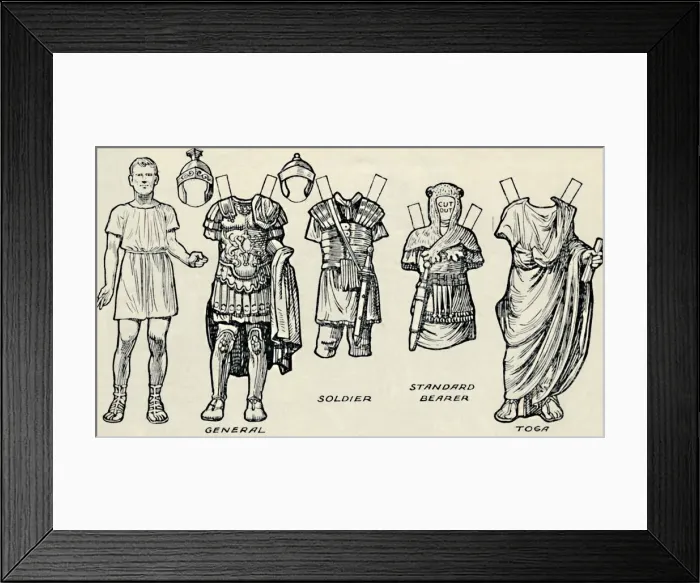 Framed Print : The Gallery of Historic Costume: What The Britons and Romans Used To Wear, c1934