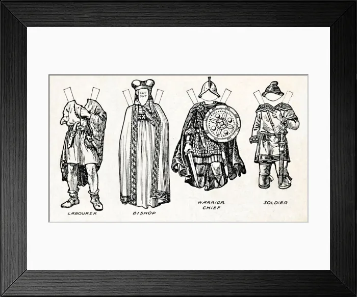 Framed Print : The Gallery of British Costume: How The People Dressed in Anglo-Saxon Times, c1934 Framed Print : The Gallery of British Costume: How The People Dressed in Anglo-Saxon Times, c1934