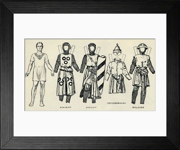 Framed Print : The Gallery of British Costume: How The English Dressed in King Johns Time, c1934