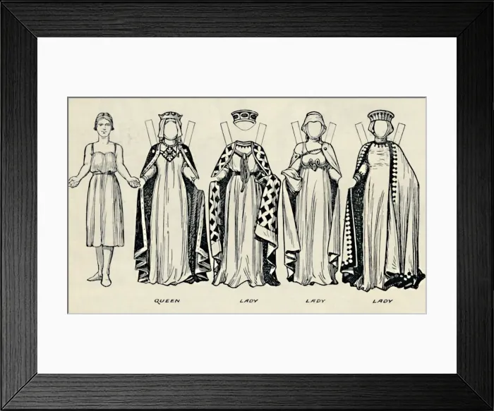 Framed Print : The Gallery of British Costume: How The English Dressed in King Johns Time, c1934 Framed Print : The Gallery of British Costume: How The English Dressed in King Johns Time, c1934