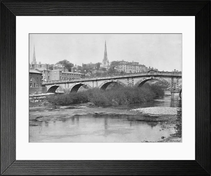 Framed Print : English Bridge, Shrewsbury, c1896. Artist: Valentine & Sons Framed Print : English Bridge, Shrewsbury, c1896. Artist: Valentine & Sons