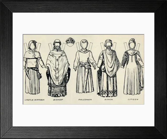 Framed Print : The Gallery of British Costume: How The English Dressed in King Johns Time, c1934 Framed Print : The Gallery of British Costume: How The English Dressed in King Johns Time, c1934