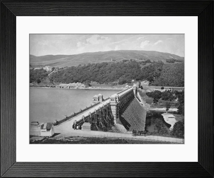 Framed Print : The Dam, Lake Vyrnwy, c1896. Artist: Valentine & Sons Framed Print : The Dam, Lake Vyrnwy, c1896. Artist: Valentine & Sons