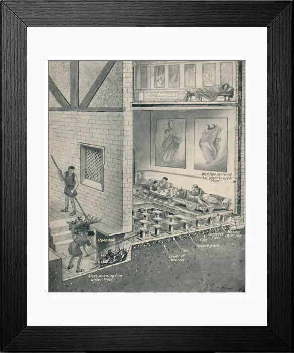 Framed Print : Central Heating in Britain 1800 Years Ago, c1934 Framed Print : Central Heating in Britain 1800 Years Ago, c1934