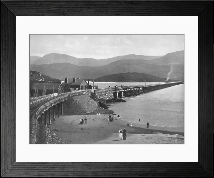 Framed Print : Barmouth Bridge and Cader Idris, c1896. Artist: H Owen Framed Print : Barmouth Bridge and Cader Idris, c1896. Artist: H Owen