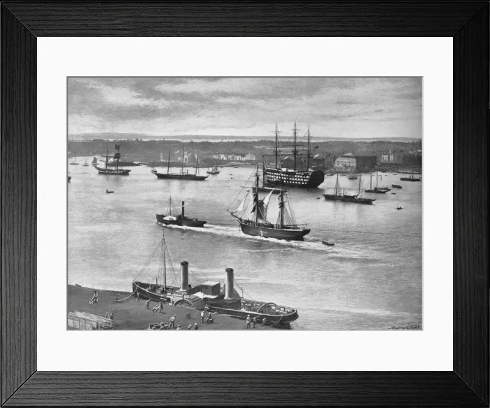 Framed Print : Portsmouth Harbour, c1896. Artist: Alfred John West Framed Print : Portsmouth Harbour, c1896. Artist: Alfred John West