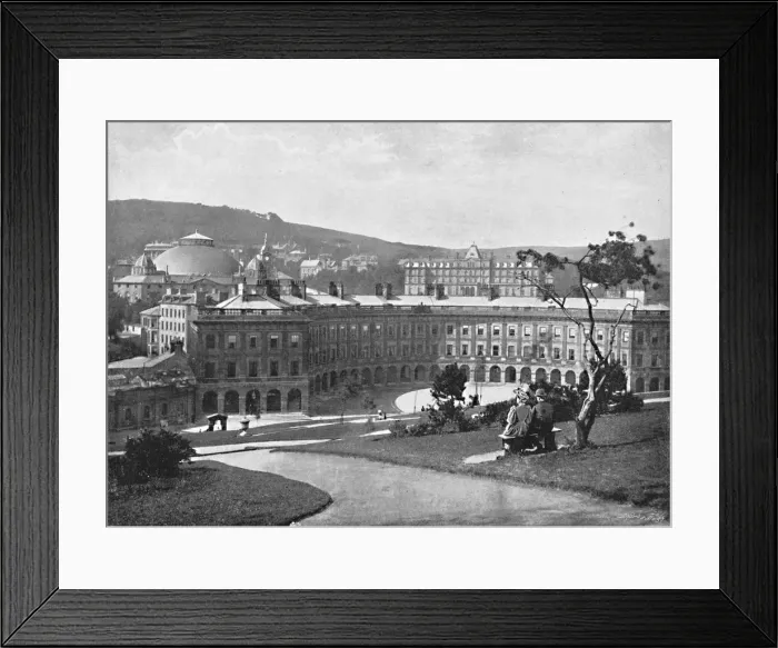 Framed Print : Buxton: The Crescent, c1896. Artists: John Carr, Valentine & Sons Framed Print : Buxton: The Crescent, c1896. Artists: John Carr, Valentine & Sons
