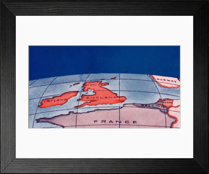 Framed Print : The British Isles and Northern Europe at Noon in mid-winter, 1935 Framed Print : The British Isles and Northern Europe at Noon in mid-winter, 1935