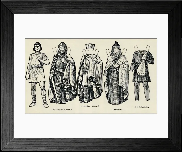 Framed Print : The Gallery of British Costume: How The People Dressed in Anglo-Saxon Times, c1934 Framed Print : The Gallery of British Costume: How The People Dressed in Anglo-Saxon Times, c1934