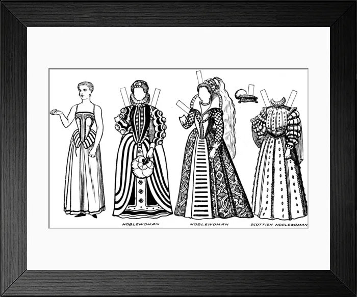 Framed Print : The Great Gallery of Costume: Varied Dresses Worn in the Days of Elizabeth, c1934 Framed Print : The Great Gallery of Costume: Varied Dresses Worn in the Days of Elizabeth, c1934
