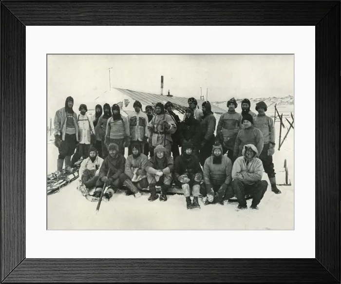 Framed Print : The Main Party at Cape Evans After The Winter, 1911, (1913). Artist: Herbert Ponting Framed Print : The Main Party at Cape Evans After The Winter, 1911, (1913). Artist: Herbert Ponting