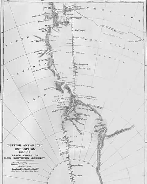 Map - British Antarctic Expedition 1910-13. Track Chart of Main Southern Journey, 1913