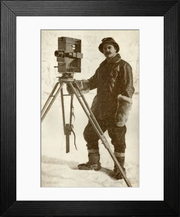 Framed Print : H. G. Ponting and One of His Cinematograph Cameras, January 1912, (1913). Artist Framed Print : H. G. Ponting and One of His Cinematograph Cameras, January 1912, (1913). Artist