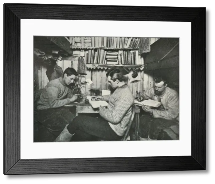 Framed Print : Debenham, Gran, and Taylor in their Cubicle, 18 May 1911, (1913). Artist: Herbert Ponting Framed Print : Debenham, Gran, and Taylor in their Cubicle, 18 May 1911, (1913). Artist: Herbert Ponting