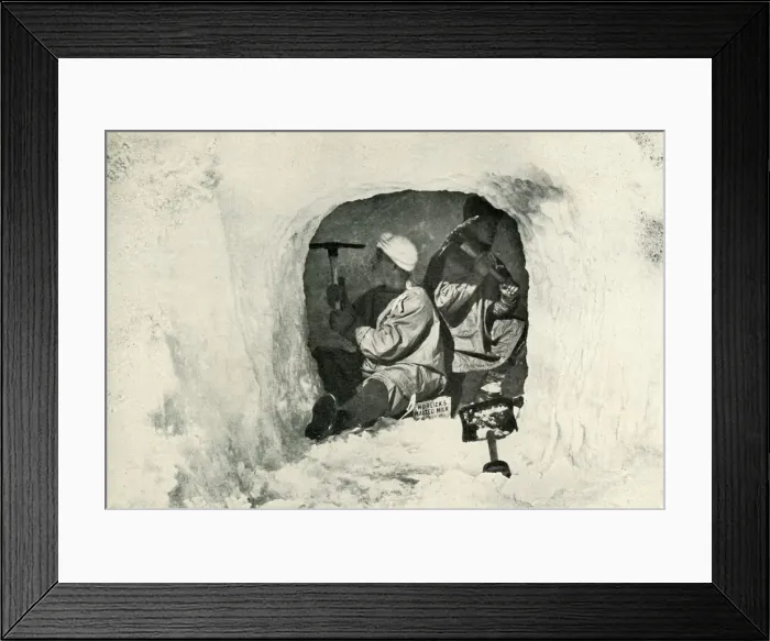 Framed Print : Lieut. Evans and Nelson Cutting a Cave for Cold Storage, 12 January 1911, (1913) Framed Print : Lieut. Evans and Nelson Cutting a Cave for Cold Storage, 12 January 1911, (1913)