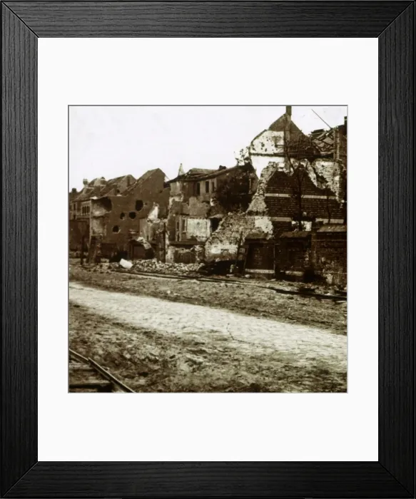 Framed Print : Bombed-out buildings, Nieuwpoort, Flanders, Belgium, c1914-c1918 Framed Print : Bombed-out buildings, Nieuwpoort, Flanders, Belgium, c1914-c1918