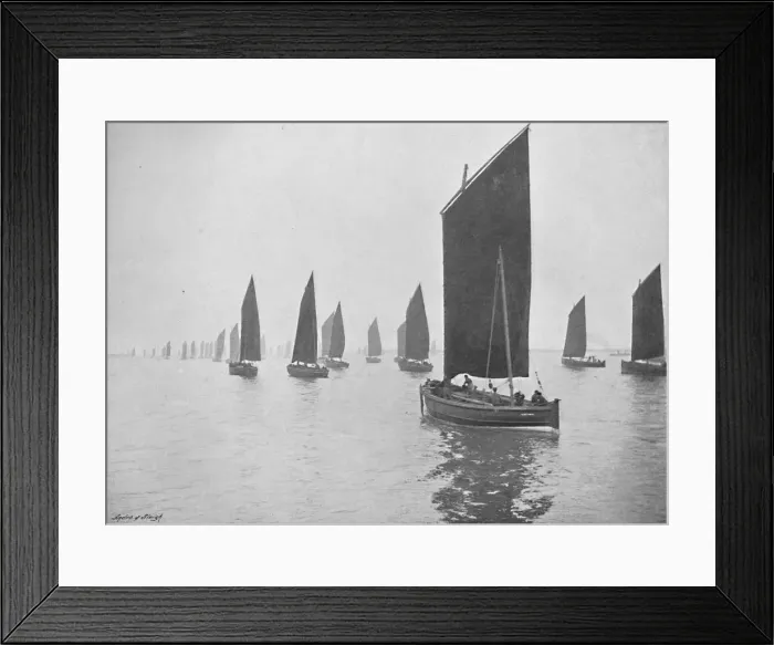 Framed Print : Herring Boats Off the Tyne, c1896. Artist: M Aunty Framed Print : Herring Boats Off the Tyne, c1896. Artist: M Aunty