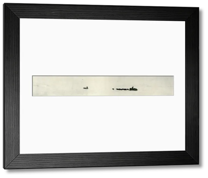 Framed Print : Dogs Galloping Towards The Barrier, c1911, (1913). Artist: Herbert Ponting Framed Print : Dogs Galloping Towards The Barrier, c1911, (1913). Artist: Herbert Ponting