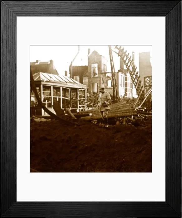 Framed Print : Deinze station, Flanders, Belgium, c1914-c1918 Framed Print : Deinze station, Flanders, Belgium, c1914-c1918