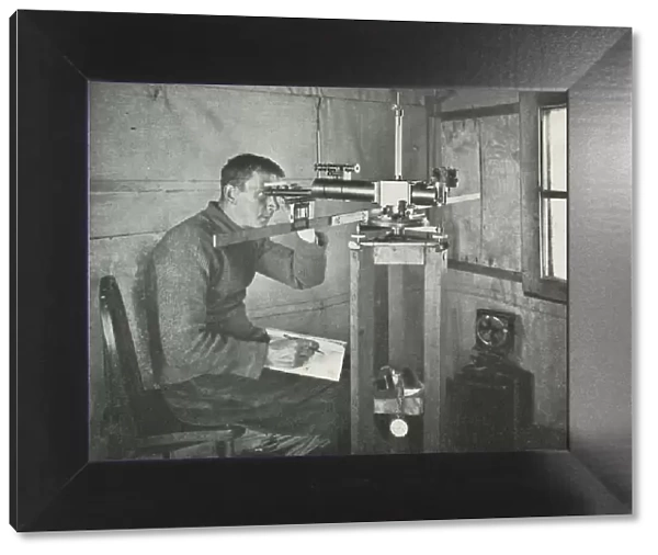 Dr. Simpson at the Unifilar Magnetometer, 1911, (1913). Artist: Herbert Ponting