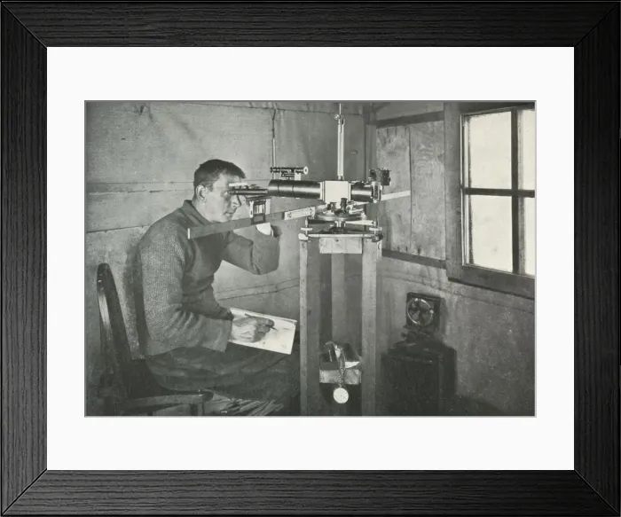 Framed Print : Dr. Simpson at the Unifilar Magnetometer, 1911, (1913). Artist: Herbert Ponting Framed Print : Dr. Simpson at the Unifilar Magnetometer, 1911, (1913). Artist: Herbert Ponting