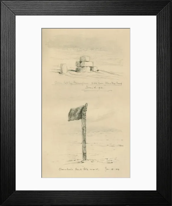 Framed Print : Cairn Left By The Norwegians, and Amundsens South Pole Mark, January 1912, (1913) Framed Print : Cairn Left By The Norwegians, and Amundsens South Pole Mark, January 1912, (1913)