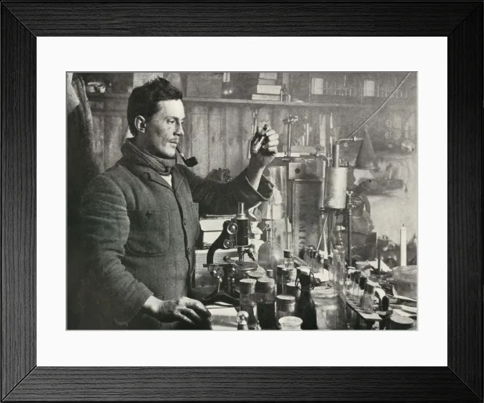 Framed Print : Dr. Atkinson in his Laboratory, 15 September 1911, (1913). Artist: Herbert Ponting Framed Print : Dr. Atkinson in his Laboratory, 15 September 1911, (1913). Artist: Herbert Ponting