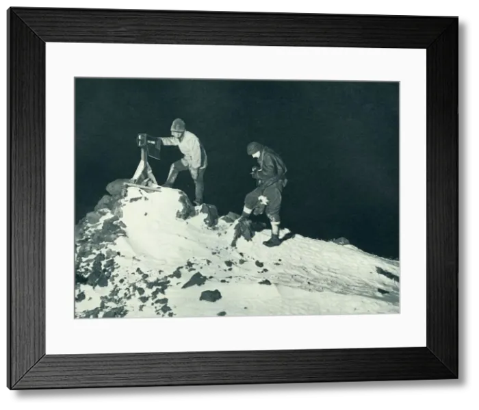 Framed Print : Dr. Wilson and Lieut. Bowers Reading The Ramp Thermometer, c1911, (1913). Artist Framed Print : Dr. Wilson and Lieut. Bowers Reading The Ramp Thermometer, c1911, (1913). Artist