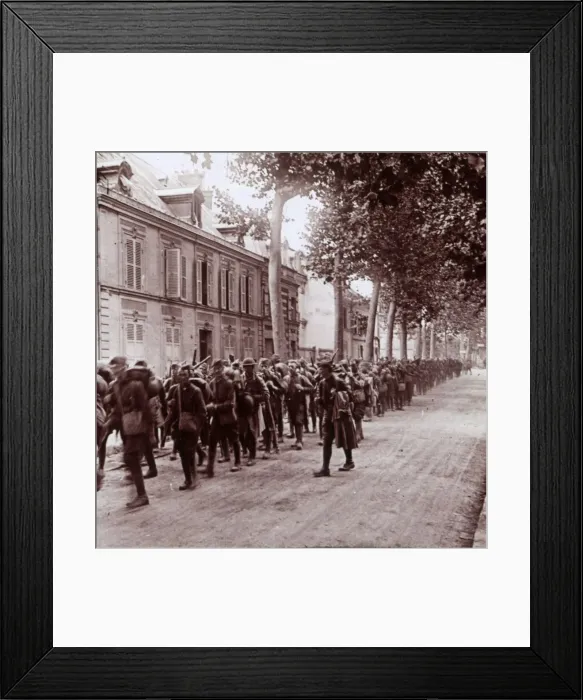 Framed Print : Armed troops, Chateau Thierry, France, c1914-c1918 Framed Print : Armed troops, Chateau Thierry, France, c1914-c1918