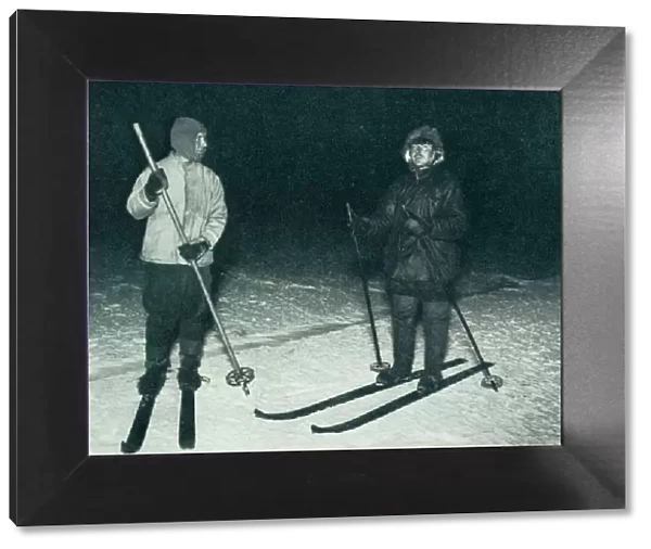 Oates and Meares Out Ski-Ing in the Night, c1911, (1913). Artist: Herbert Ponting