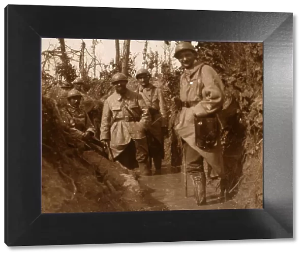 French soldiers in the mud, Chemin des Dames, northern France, c1914-c1918