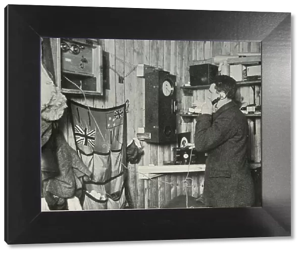 Dr. Simpson in the Hut at the Other End of the Telephone Timing the Observation, c1911, (1913)