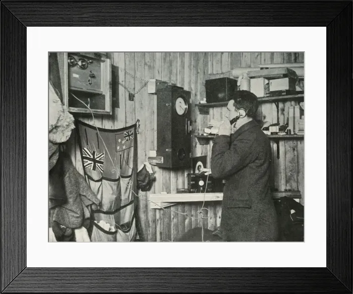 Framed Print : Dr. Simpson in the Hut at the Other End of the Telephone Timing the Observation, c1911, (1913) Framed Print : Dr. Simpson in the Hut at the Other End of the Telephone Timing the Observation, c1911, (1913)