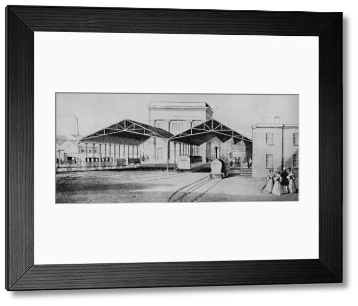 Framed Print : Railway stations in the early days were strangely primitive affairs, c1934 Framed Print : Railway stations in the early days were strangely primitive affairs, c1934