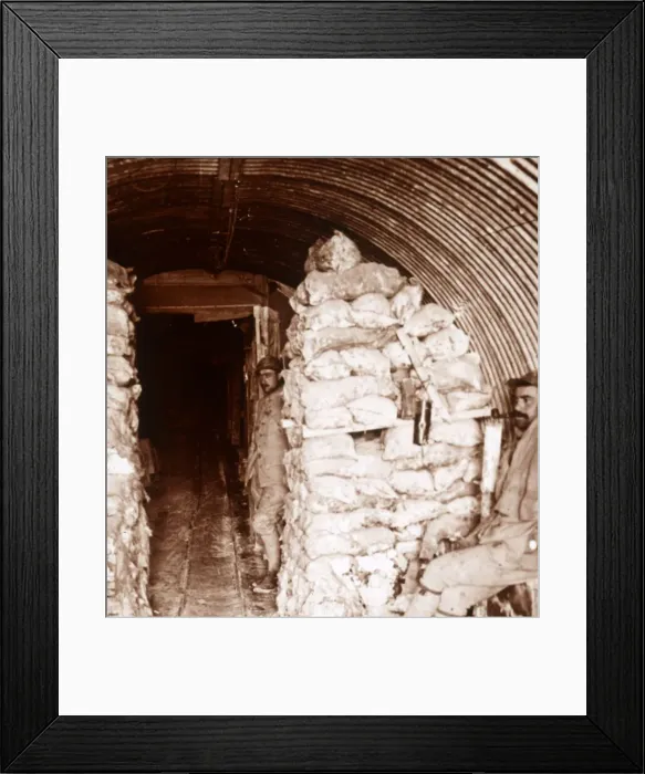 Framed Print : Sandbagged entrance, Champagne, France, c1914-c1918 Framed Print : Sandbagged entrance, Champagne, France, c1914-c1918