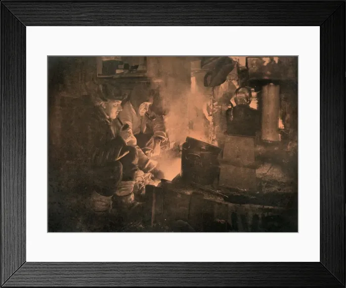 Framed Print : Oates and Meares at the Blubber-Stove in the Stables, 1911, (1913). Artist: Herbert Ponting Framed Print : Oates and Meares at the Blubber-Stove in the Stables, 1911, (1913). Artist: Herbert Ponting