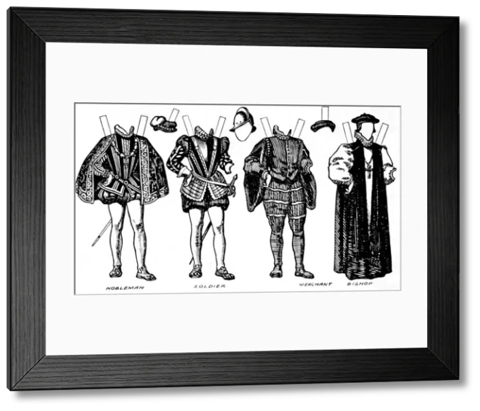 Framed Print : The Great Gallery of Costume: Varied Dresses Worn in the Days of Elizabeth, c1934 Framed Print : The Great Gallery of Costume: Varied Dresses Worn in the Days of Elizabeth, c1934