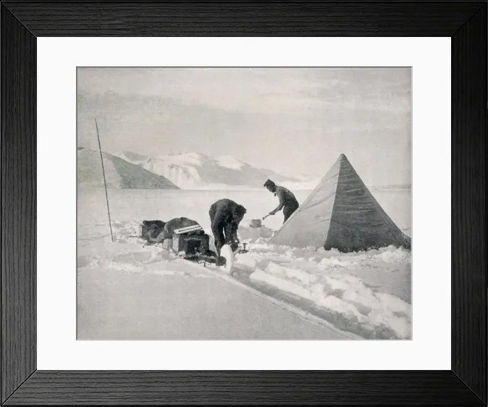 Framed Print : Heavy Sledging in New Snow Off Point Disappointment, December 1911, (1913). Artist Framed Print : Heavy Sledging in New Snow Off Point Disappointment, December 1911, (1913). Artist