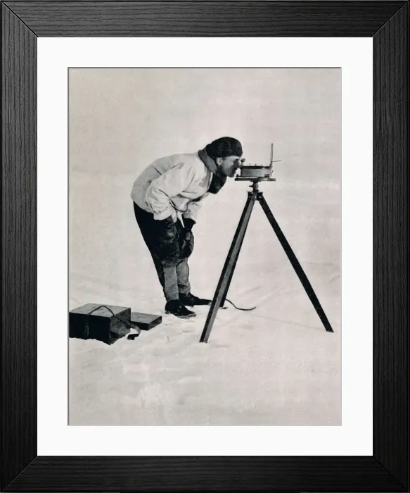 Framed Print : Lieut. Pennell with a Prismatic Compass, December 1910, (1913). Artist: Herbert Ponting Framed Print : Lieut. Pennell with a Prismatic Compass, December 1910, (1913). Artist: Herbert Ponting
