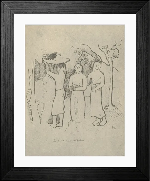Framed Print : On the Way to the Feast, 1936. Artist: Paul Gauguin