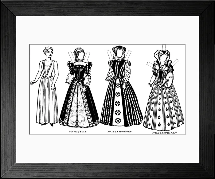 Framed Print : The Gallery of Costume: Dresses Worn in the Days When Queen Mary Reigned, c1934 Framed Print : The Gallery of Costume: Dresses Worn in the Days When Queen Mary Reigned, c1934