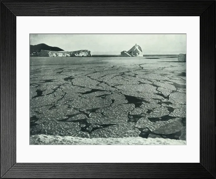 Framed Print : Pancake Ice Forming Into Floes Off Cape Evans, c1910-1913, (1913). Artist Framed Print : Pancake Ice Forming Into Floes Off Cape Evans, c1910-1913, (1913). Artist