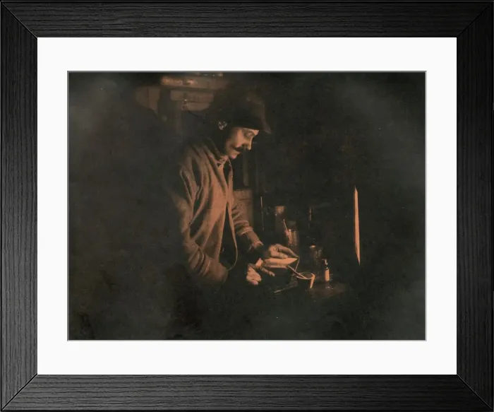 Framed Print : Ponting Developing a Plate in the Dark Room, c1910-1913, (1913) Framed Print : Ponting Developing a Plate in the Dark Room, c1910-1913, (1913)