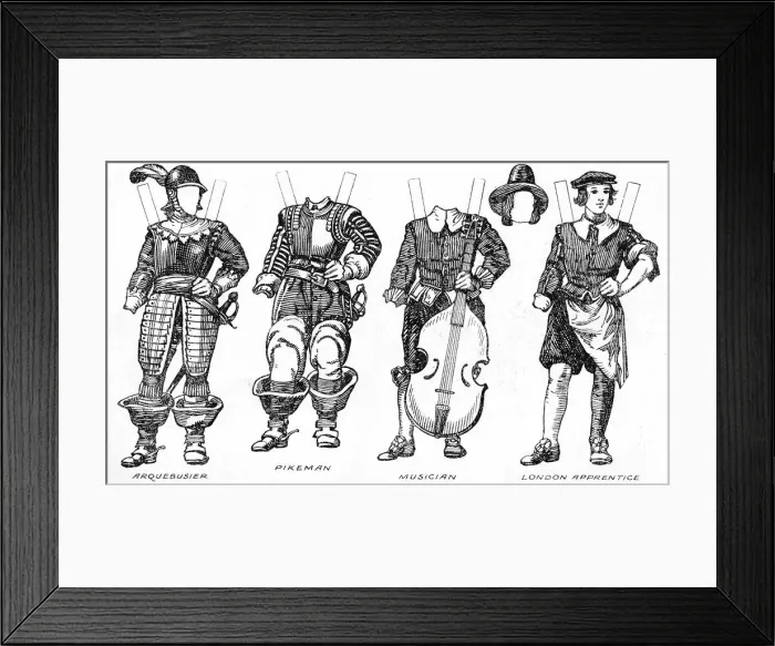 Framed Print : The Gallery of Historic Costume: Some Dresses of Cavaliers and Roundheads, c1934 Framed Print : The Gallery of Historic Costume: Some Dresses of Cavaliers and Roundheads, c1934
