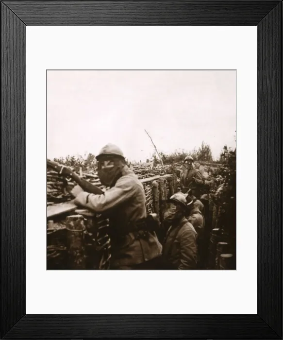 Framed Print : Gas alert in trenches, Champagne, northern France, 1916 Framed Print : Gas alert in trenches, Champagne, northern France, 1916